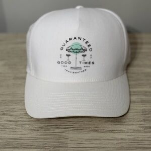 Travis Mathew White Cap with Mint Umbrella Graphic